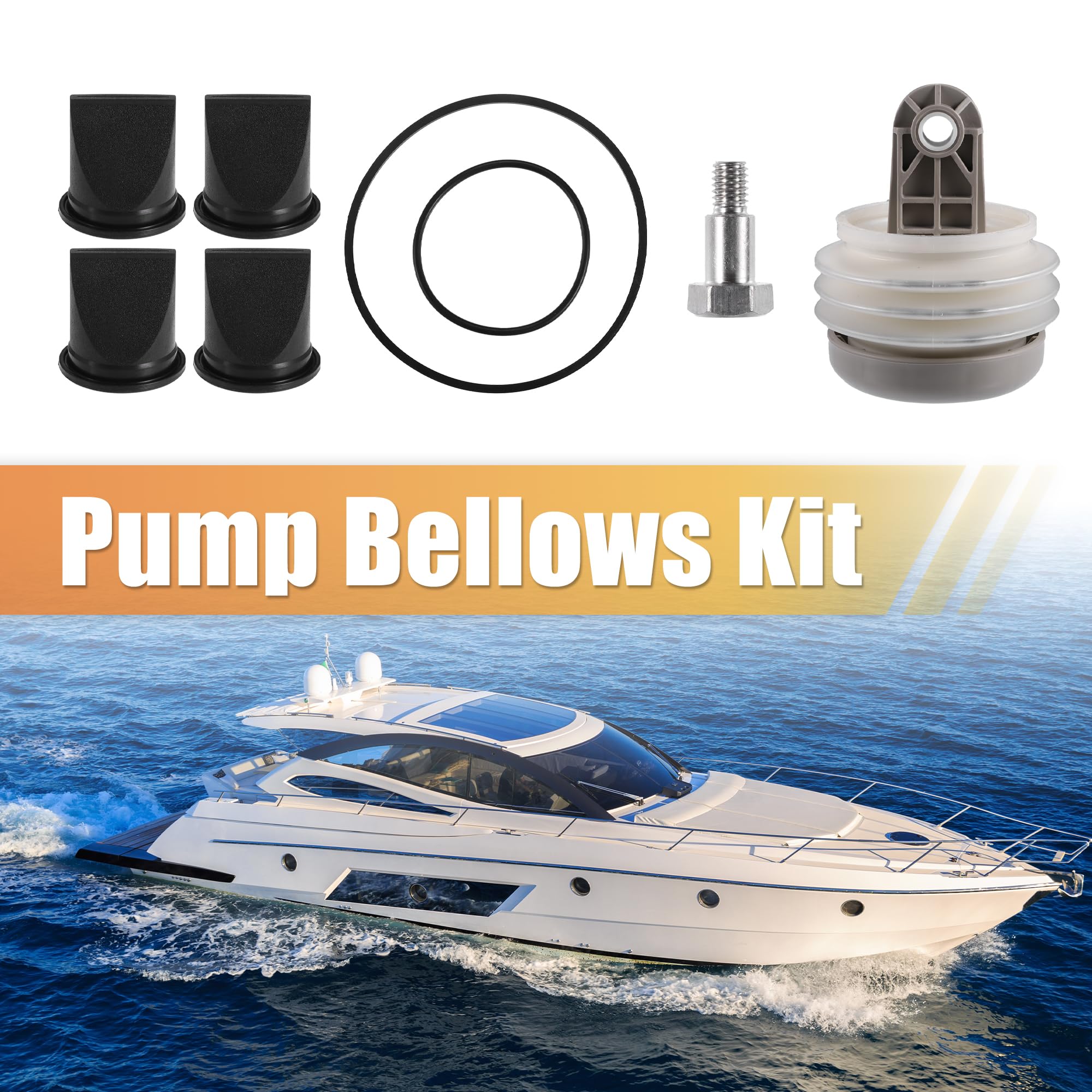 X AUTOHAUX Kit De Fuelles De Bomba Para Dometic/Sealand Vg Y Vht 1 Kit | Negro, Blanco, Gris, Goma, Metal, Plástico, 12.5X9.8Cm, 4 Válvula Pico De Pato, 1 Bomba, 1 Tornillos, 2 Kit Anillos En O
