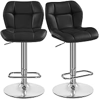 Yaheetech Set 2 Sgabelli Bar Alti Cucina in Similpelle Moderno Nero