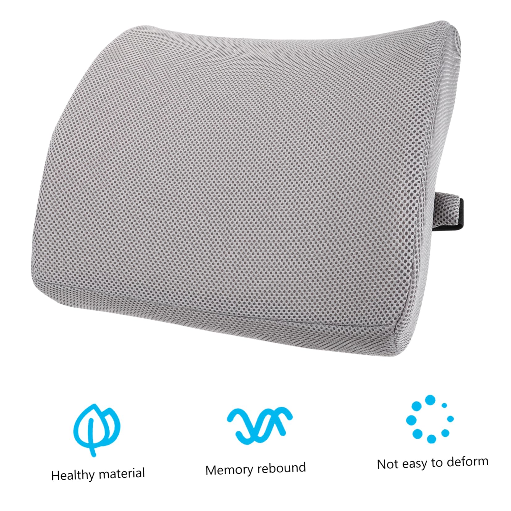 UKCOCO Cojín Lumbar De Espuma Viscoelástica Ergonómico para Oficina y Coche, Almohada De Espalda Transpirable Negra, Soporte Desmontable De para Salud Postural y Comodidad