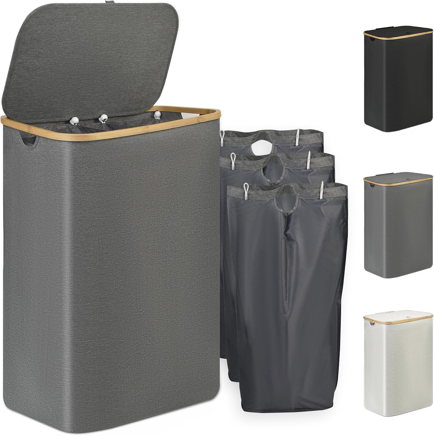 160L Large Laundry Baskets with Lid, 【Collapsible, Waterproof