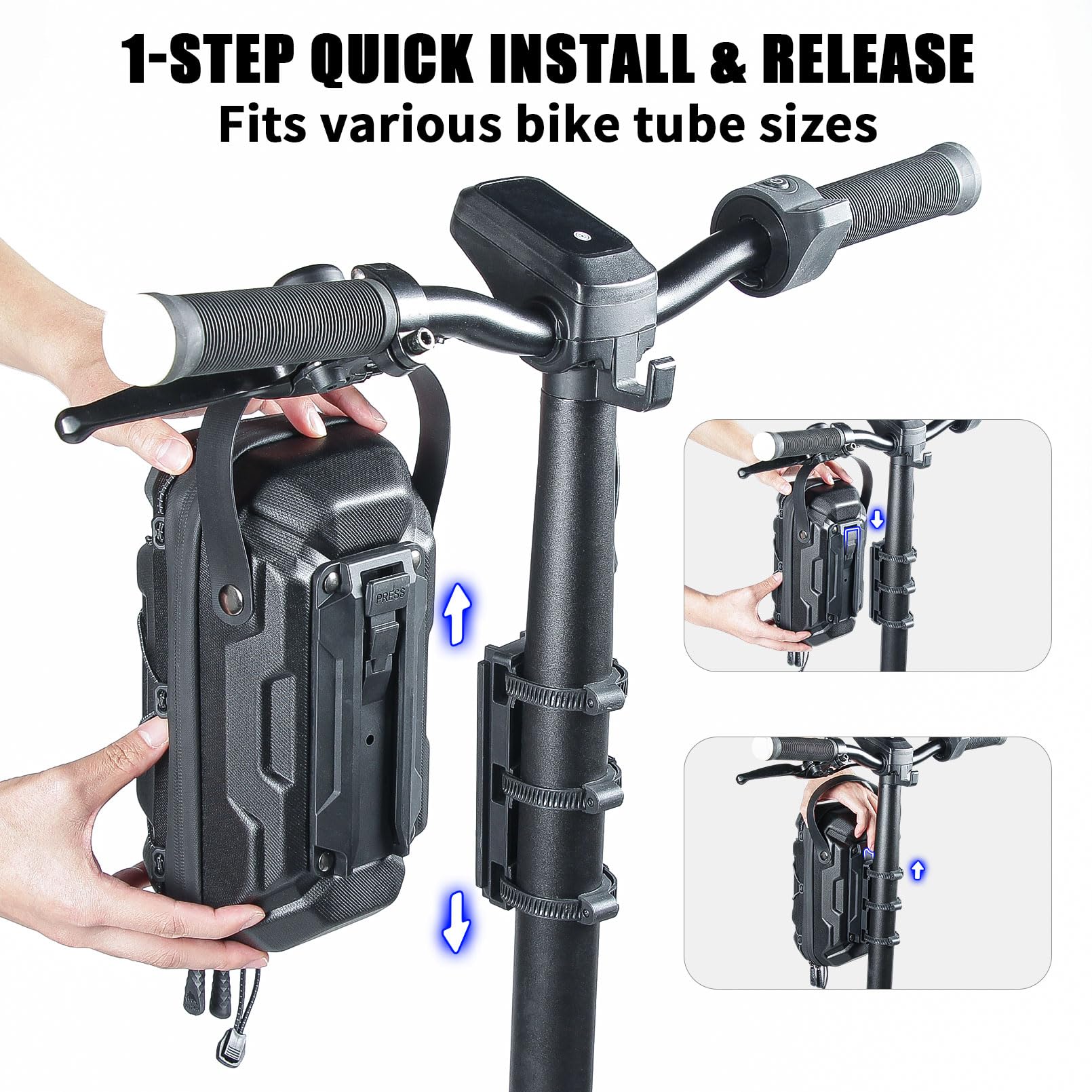 3L Große Kapazität E Scooter Tasche für Roller, Schnellverschluss Roller Tasche, Wasserdicht Front Tube Bag mit Eva Hard Sell, Lenkertasche Escooter für Xiaomi Mijia Sedway Ninebot