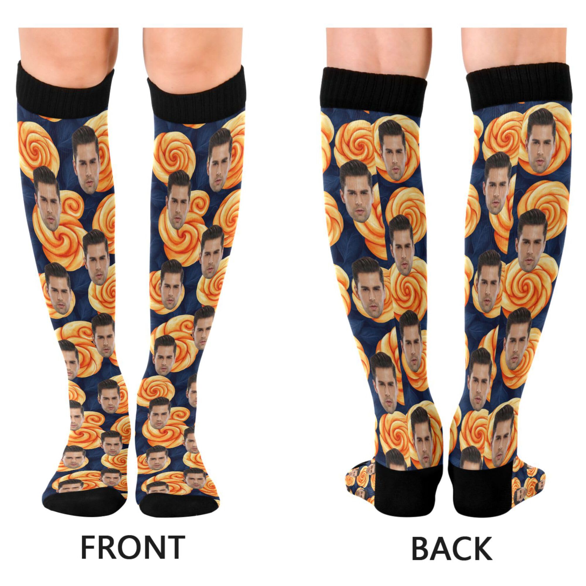 Custom Face Compression Socks Men Support for Nurses,Running,Athletic,Travel Father's Day Gifts Men01 Cinnamon Rolls Pirate Style