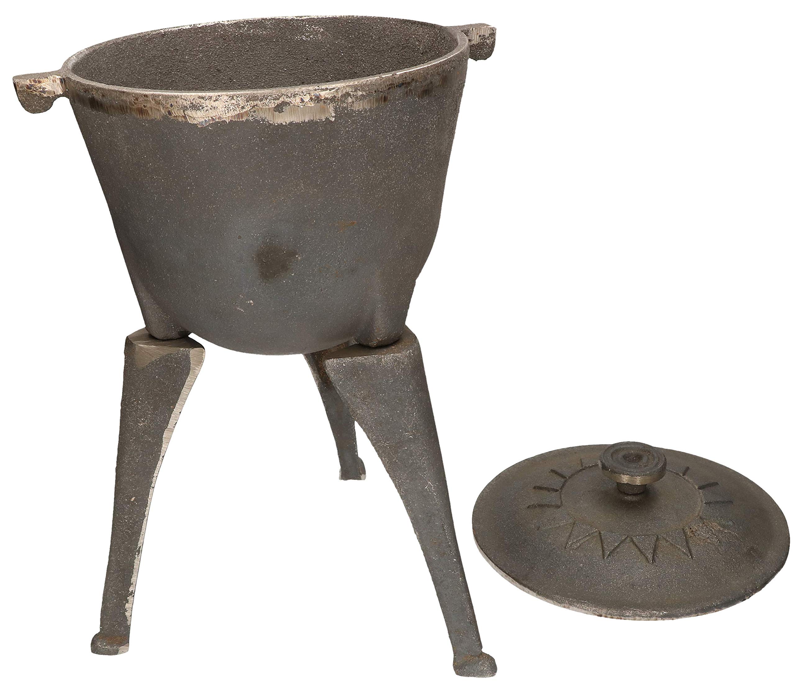 KOTARBAU® Caldero de hierro fundido 5 L, Caldero con patas, Olla de hierro para fuego, Caldero con tapa y asas, Caldero con soporte para colgar, Horno holandés, Olla de camping, Olla horno