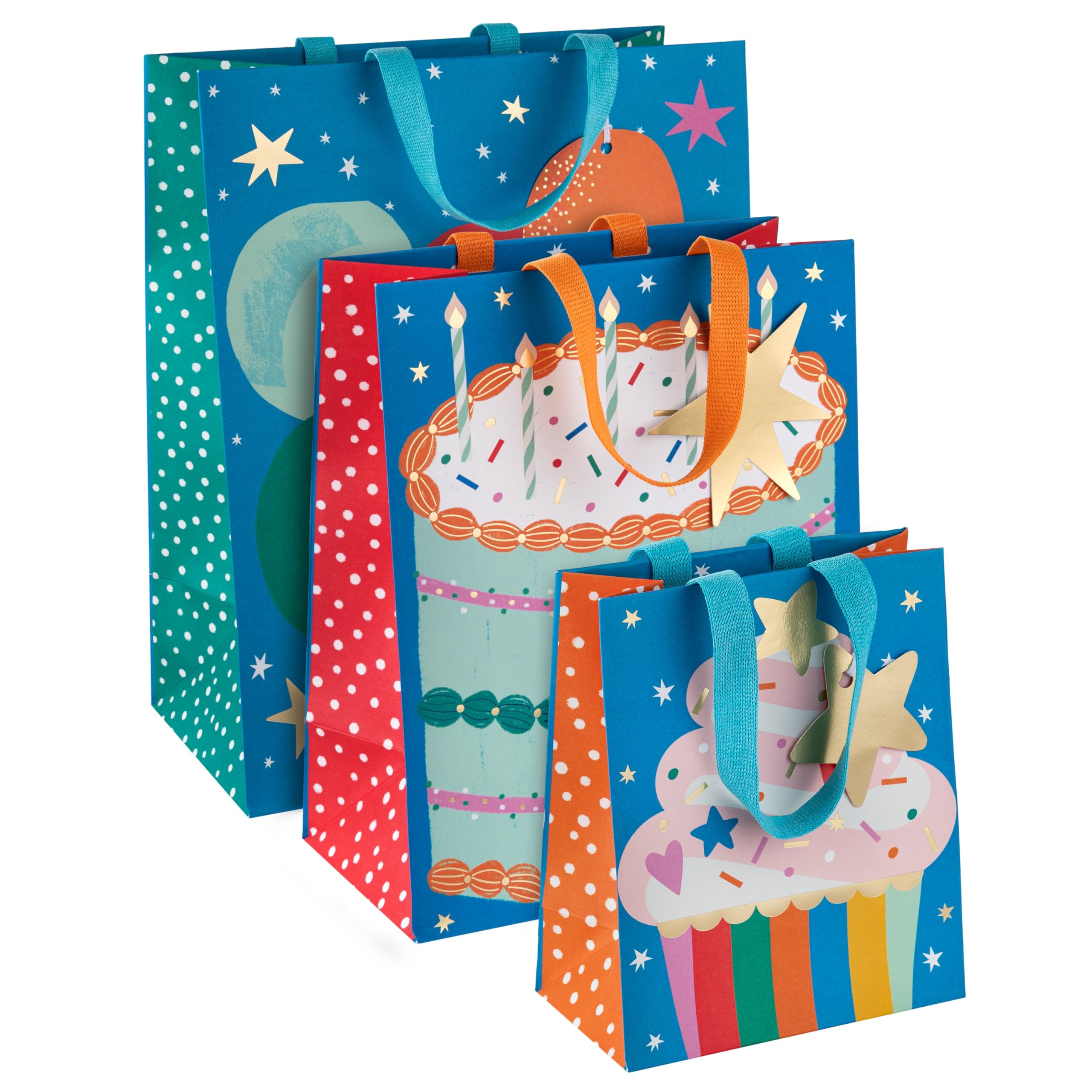 Hallmark Gift Bag Bundle, Pack of 3 in 3 Designs & Sizes, Birthday, Celebrations