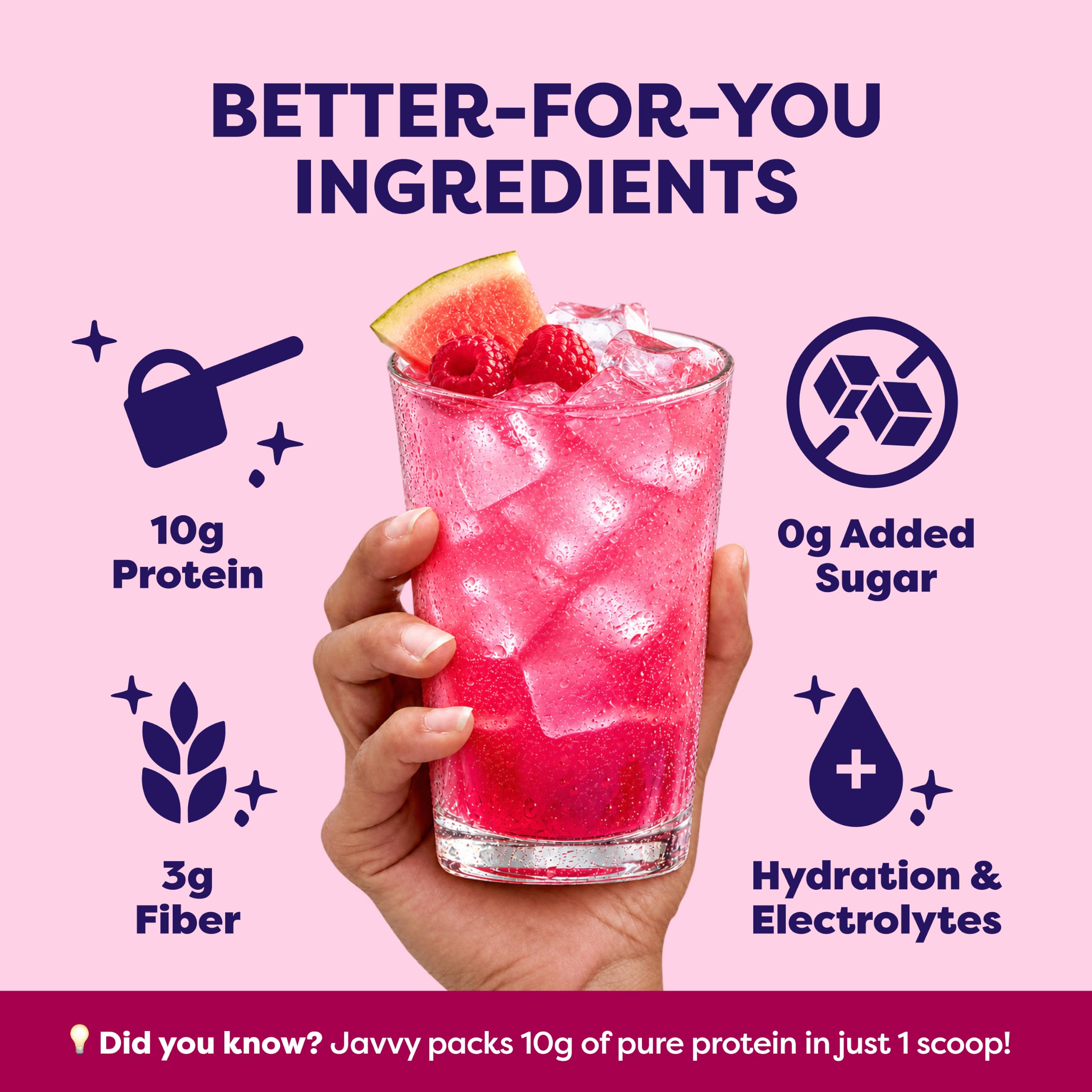 Javvy Clear Protein Powder with Clear Whey Protein, Raspberry Watermelon — Amazon image 3