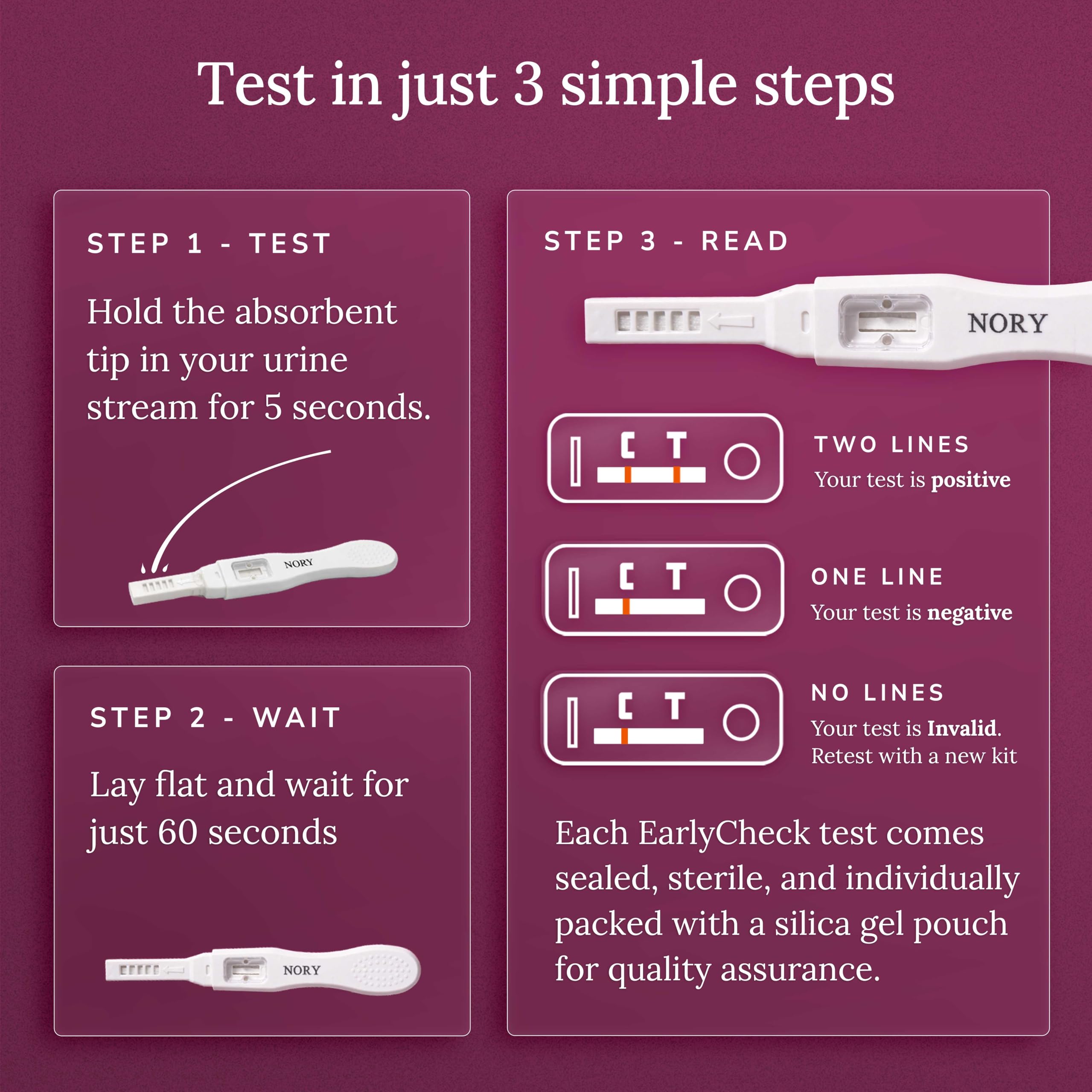NORY EarlyCheck Pregnancy Test Kit – Detects 4 Days Sooner | Over 99% Accuracy | Ultra-Sensitive hCG Detection (10 mIU/mL) | Quick 1-Min Result | Midstream Test | Pregnancy Test Kit for Women 2