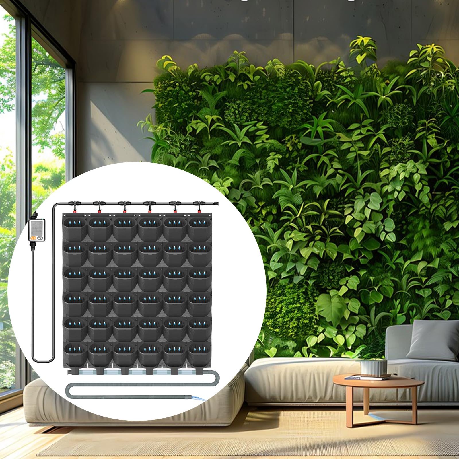 Pot de Plantation Mural à Arrosage Automatiqu 36 pièces, Plante Murale Verticale Suspendue avec Système D'irrigation Automatique Sacs de Fleurs à Suspendre pour Cour,Jardin,Balcon