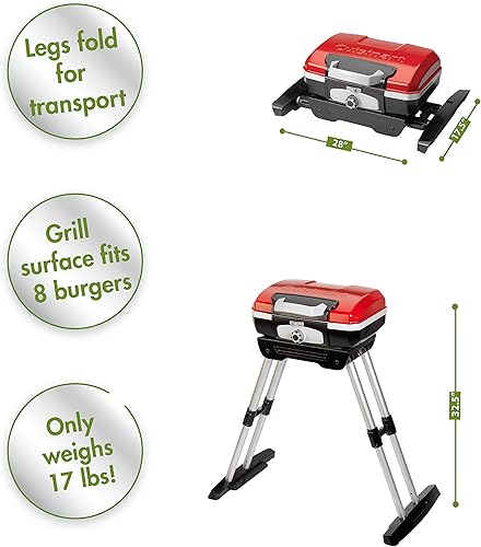 Miniatura 4 de Cuisinart CGG180 CGG-180 Petit Gourmet - Parrilla de gas con VersaStand, Rojo, 31.5 pulgadas de alto x 16.5 pulgadas de ancho x 16 pulgadas de largo