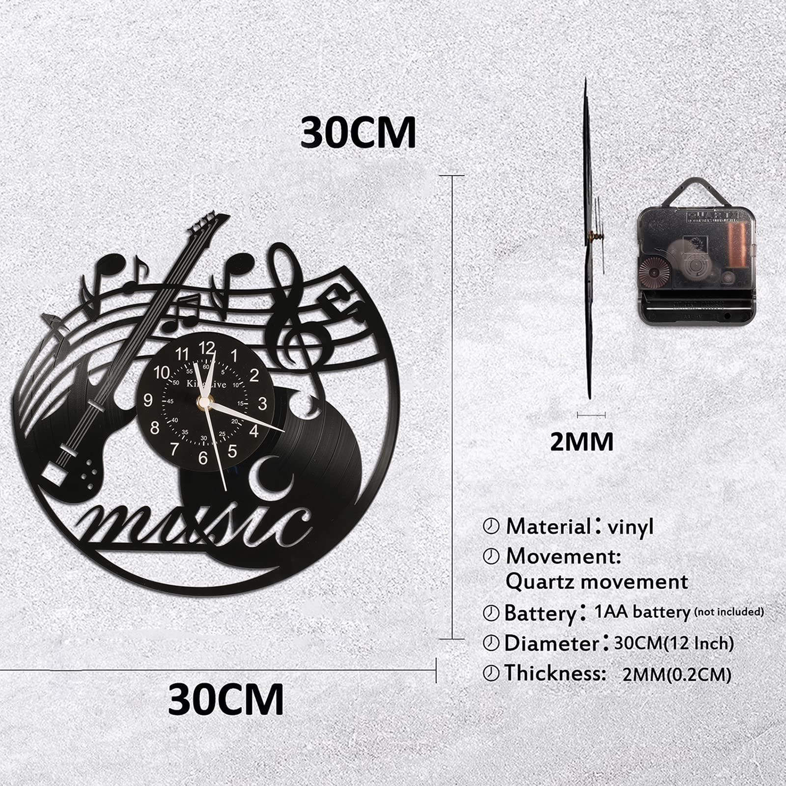 Amazon.co.jp: KingLiveLED壁時計 ギタービニール壁時計