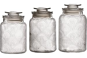 Style Setter Canister Set: Retro Glass Jars for Kitchen & Pantry Organization