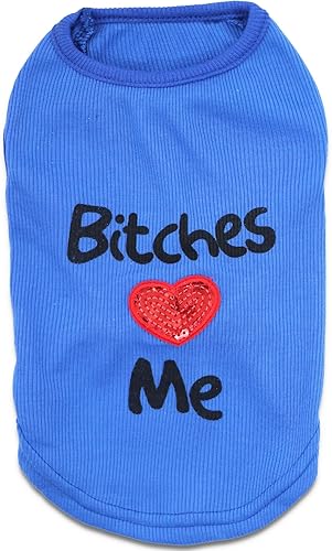 Miniatura 9 de DroolingDog Pet Clothes Bitches Love Me - Camisa para perros y gatos pequeños, talla S, color gris