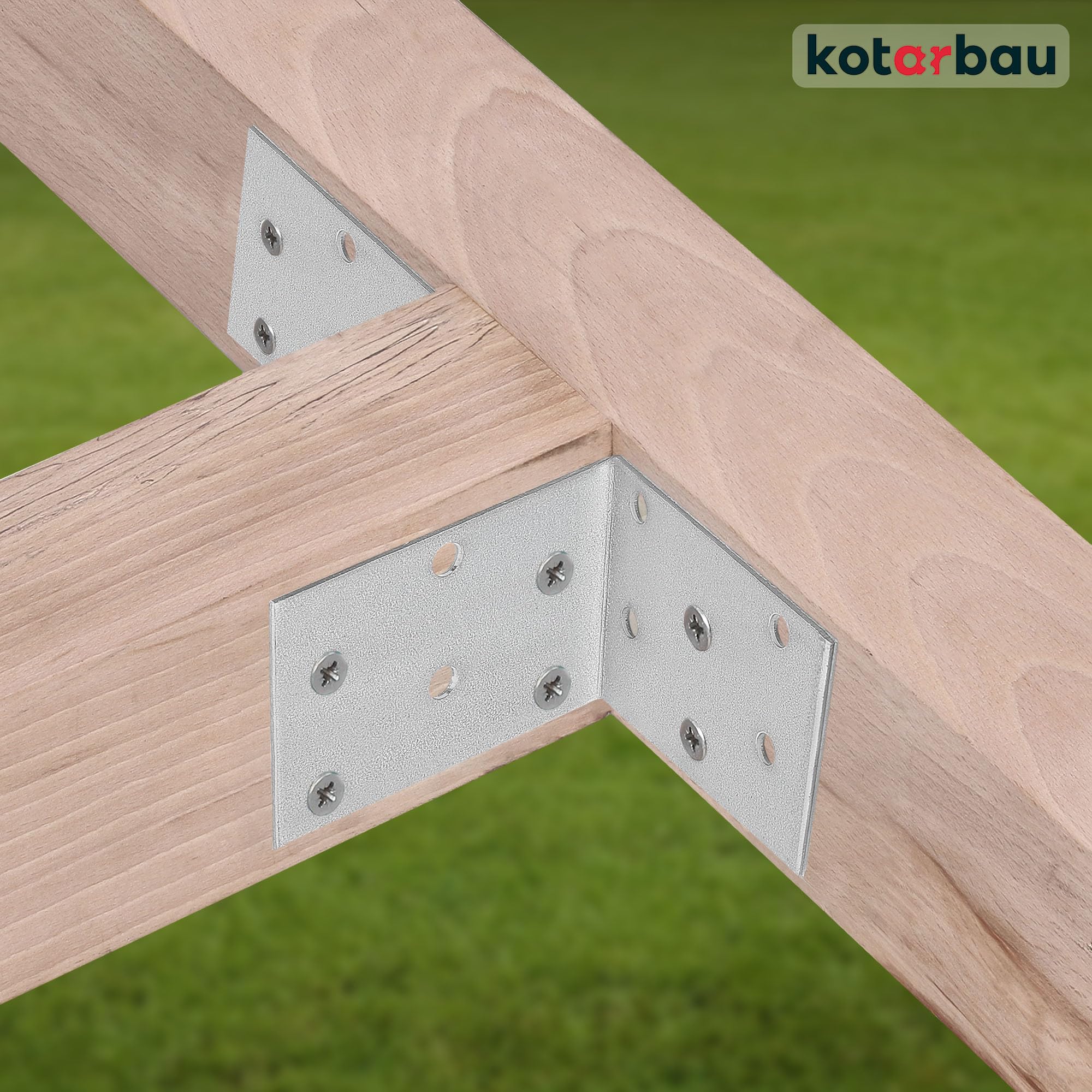 KOTARBAU 100er Set Winkelverbinder 60 x 60 x 40 mm Stahl Bauwinkel Montagelöcher Möbelwinkel Verzinkt Schwerlast Holzverbinder Montagewinkel Stuhlwinkel