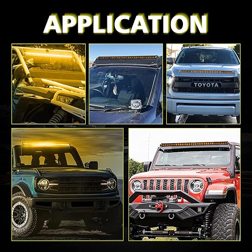 Miniatura 8 de Barra de luz LED ámbar de 40 pulgadas + cápsulas LED ámbar delgadas, 2 unidades de 7 pulgadas