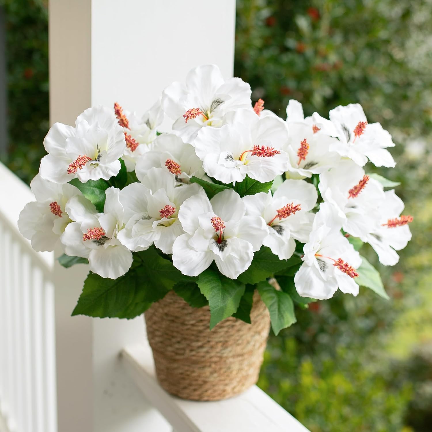 HyeFlora Artificial Hibiscus Flowers for Outdoors Faux Plant Spring Decor, 4 Bundles Fake Tropical Flowers UV Resistant Realistic Outdoor Silk Flower for Outside Planter Porch Patio Garden Window Home - Image 8