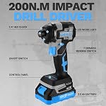Cordless Drill & Impact Driver: DEKOPRO 20V Brushless Power Drill and 20V Brushless Impact Driver Set, Power Tool Set with 2 x 2.0Ah Batteries, Charger, Bag& 52 x Accessories-Blue