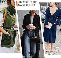 Vista 12 de Cinturones para mujer para jeans de 1.1 pulgadas de ancho, cinturones para vestidos de cuero de grano completo con hebilla dorada, caja de regalo