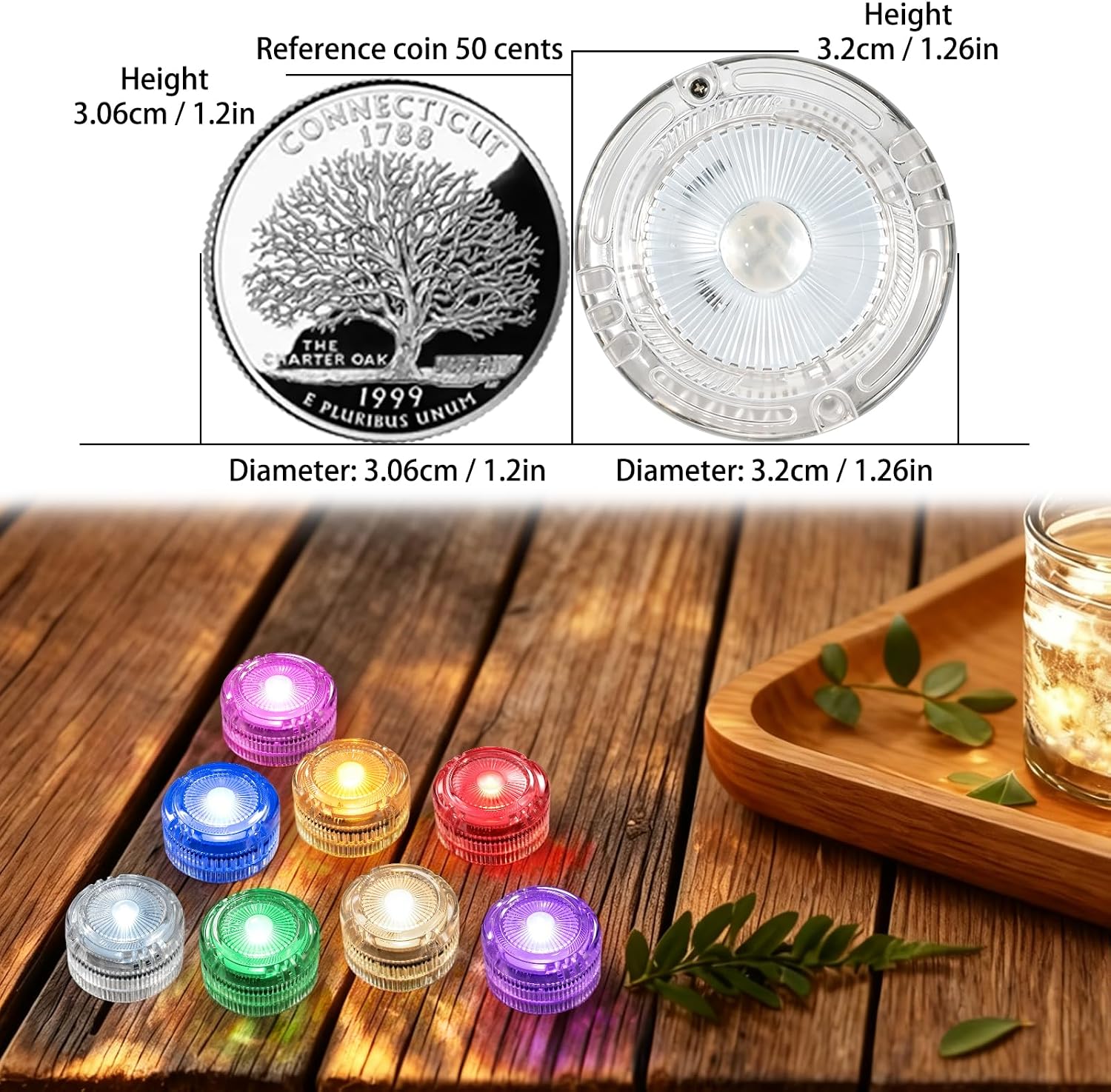 HL Submersible LED Lights,Warm White Mini LED Tea Light,150 Hour Runtime | Waterproof,Battery Powered Small Flameless Lights for Weddings,Vases,Home,Festivals and Parties,12pcs (Built-in 24 Batteries)