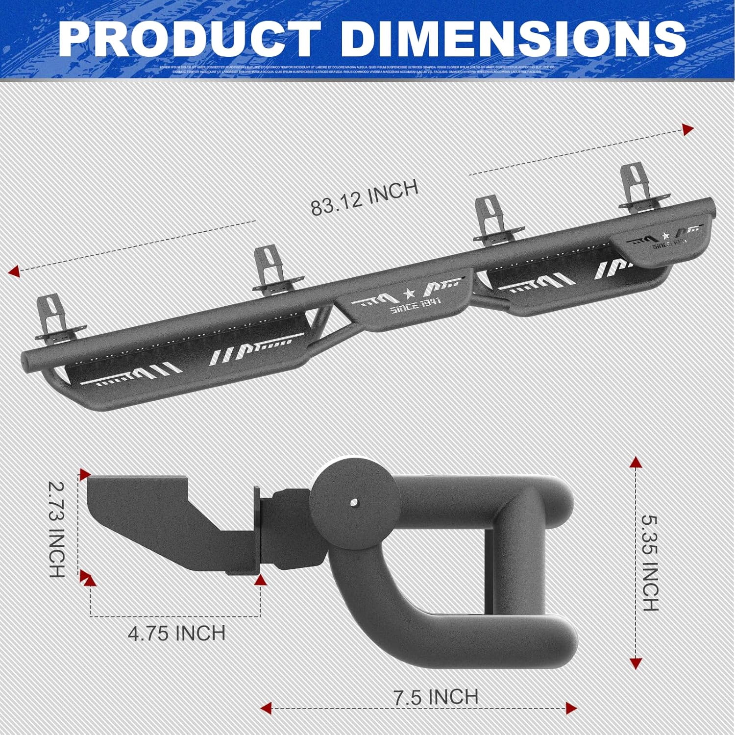 Off-Road Gladiator Two Raised Steps Running Boards Side Step Bars Compatible with Jeep Gladiator JT 4-Door 2020-2025, Heavy Duty Nerf Bars Rock Sliders Side Step Assembly