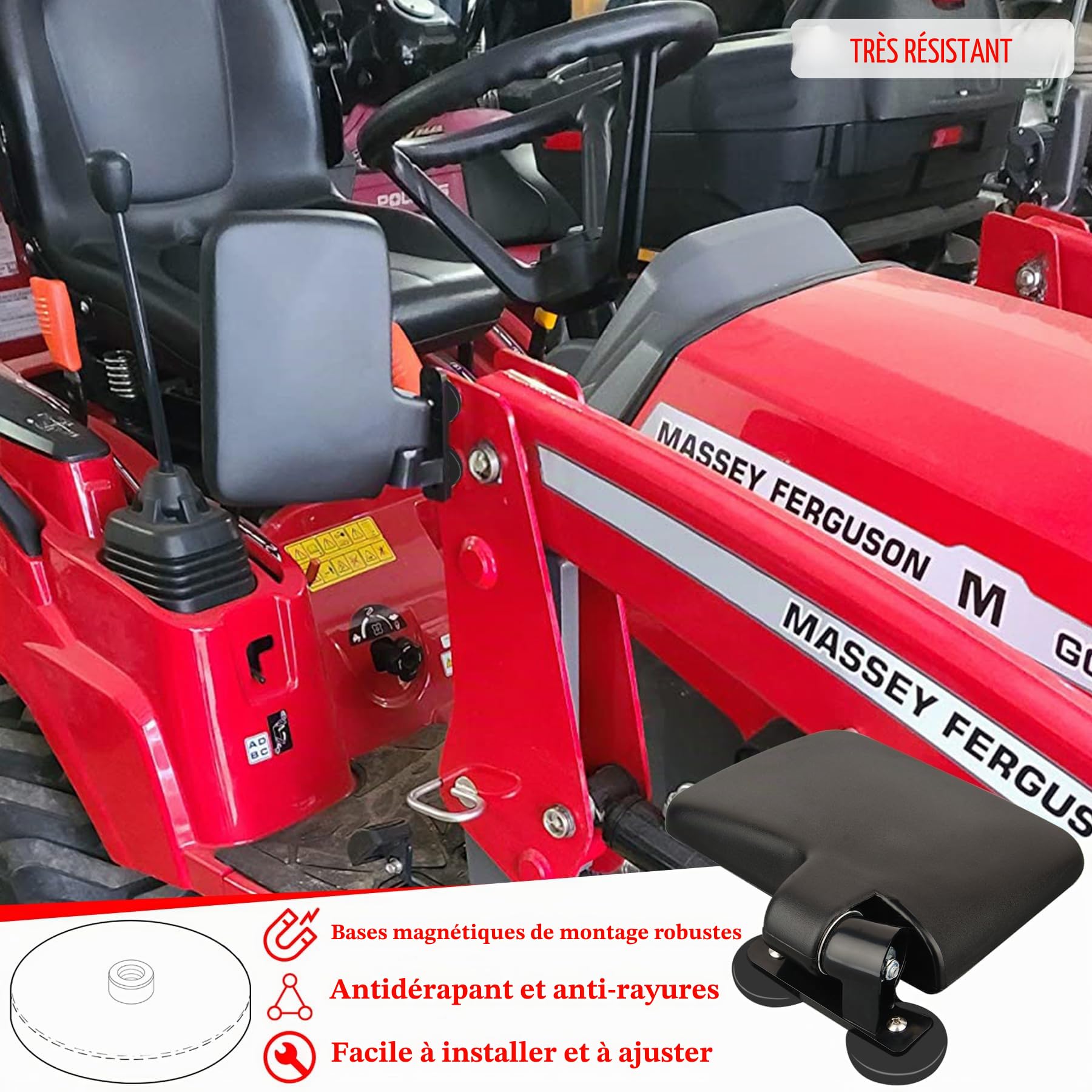 MUTUACTOR Universel MagnéTique Tracteur Miroirs,Pas De Forage, Anti-DéRapant Chariot De Golf Miroirs RéTroviseurs Pour John Deere,Kubota,Kioti,Accessoires De Tracteur éLéVateur éLéVateur (1 Paire)