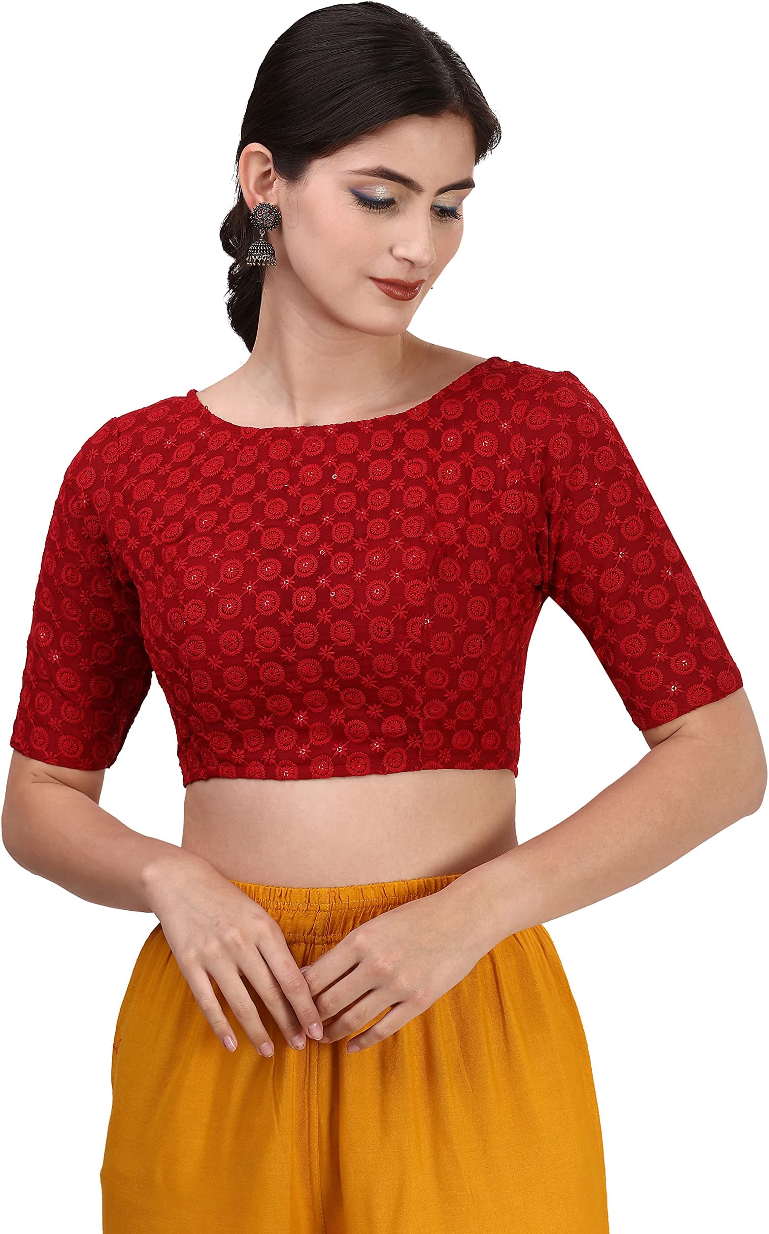 Women Hakoba cotton high neck Blouse (pack of 1)