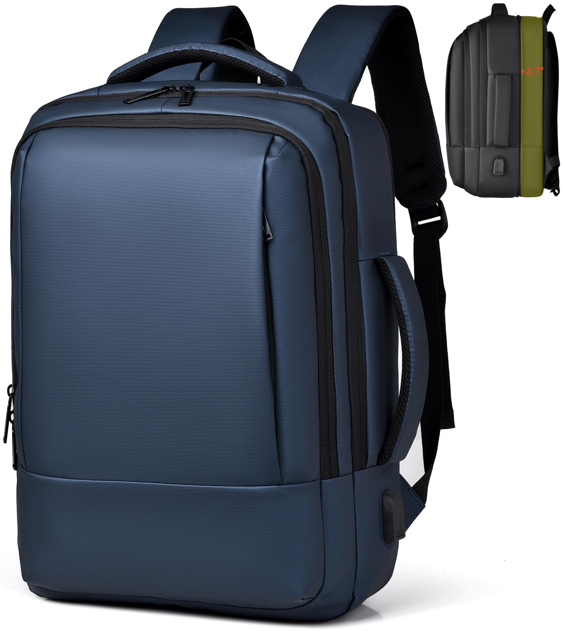 ORILOOSEN 17/15.6" Business laptop backpack, PU Travel backpack,carry on backpack, Expandable laptop backpack Women Men,college backpack (02#updated,