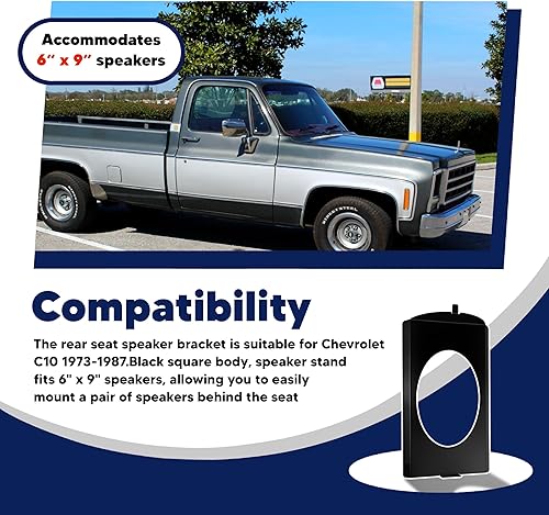 Miniatura 4 de Soporte de altavoz detrás del asiento, soportes de altavoz detrás del asiento, 6 x 9 pulgadas, apto para Chevy 1973-1987 GMC C10 Squarebody 6x9