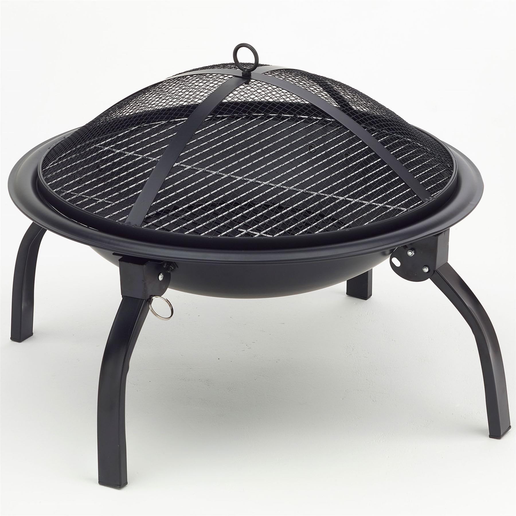 HENSITA Fire Pit with BBQ for Outdoor Garden or Camping use as Wood/Charcoal/Solid Fuel Cooker and Heater - Phoenix Inferno
