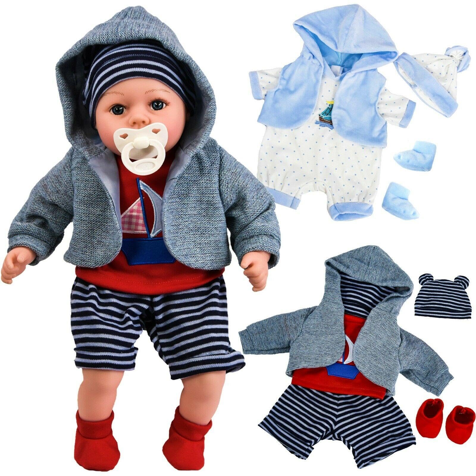 BIBI Baby Doll Clothes Set Of Two Red/black and Blue Clothes Set Suitable For 18" Baby Doll