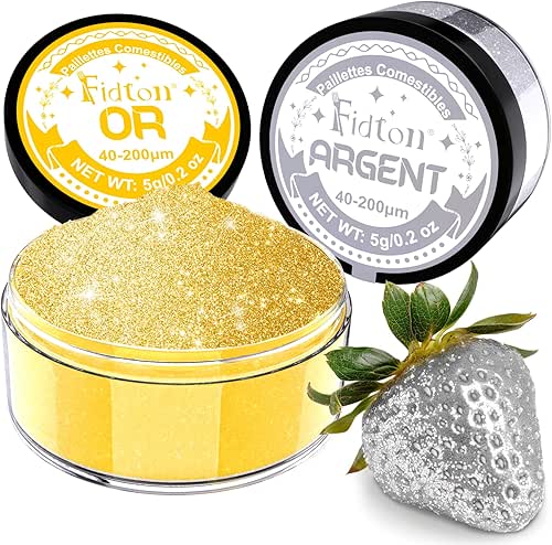 Paillettes Comestibles - Colorant Alimentaire Poudre 2 Couleurs, Decoration Gateau