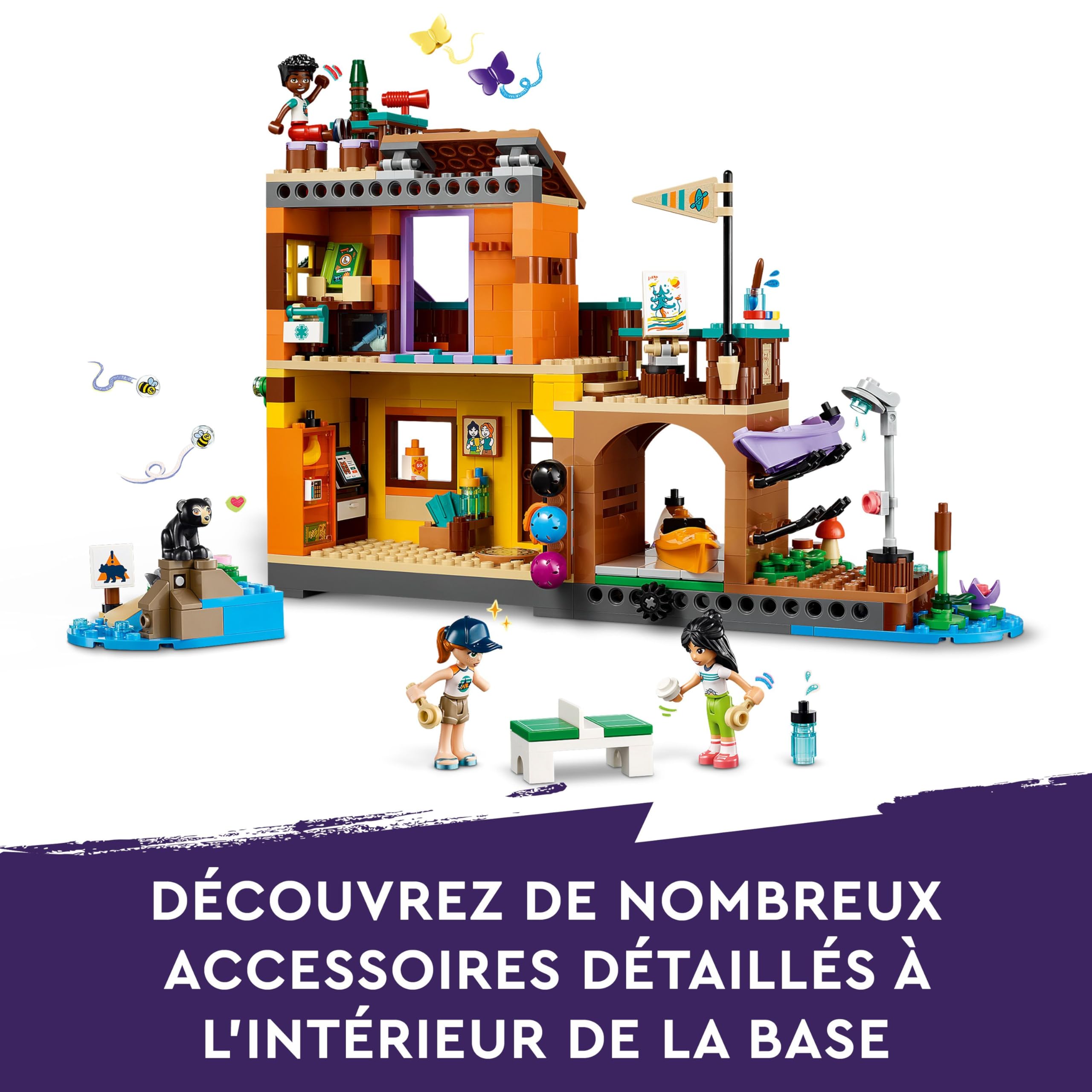 LEGO Friends Sports Aquatiques à la Base d’Aventure - Jouet de Construction pour Enfants - Idée Cadeau pour Les Filles et Les Garçons de 7 Ans et Plus - Inclut 3 Mini-poupées et Un Ours 42626