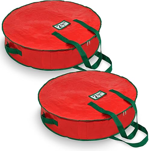 Miniatura 11 de Bolsa de almacenamiento de corona de Navidad de Handy Laundry - Material de lona duradero, cremallera, asas de transporte resistentes, protección