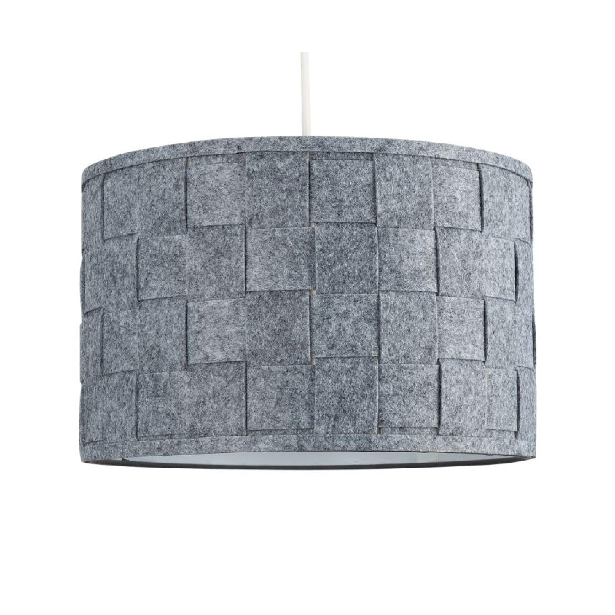 Large Modern Weave Design Drum Ceiling Pendant Light Shade in a Grey Felt Finish