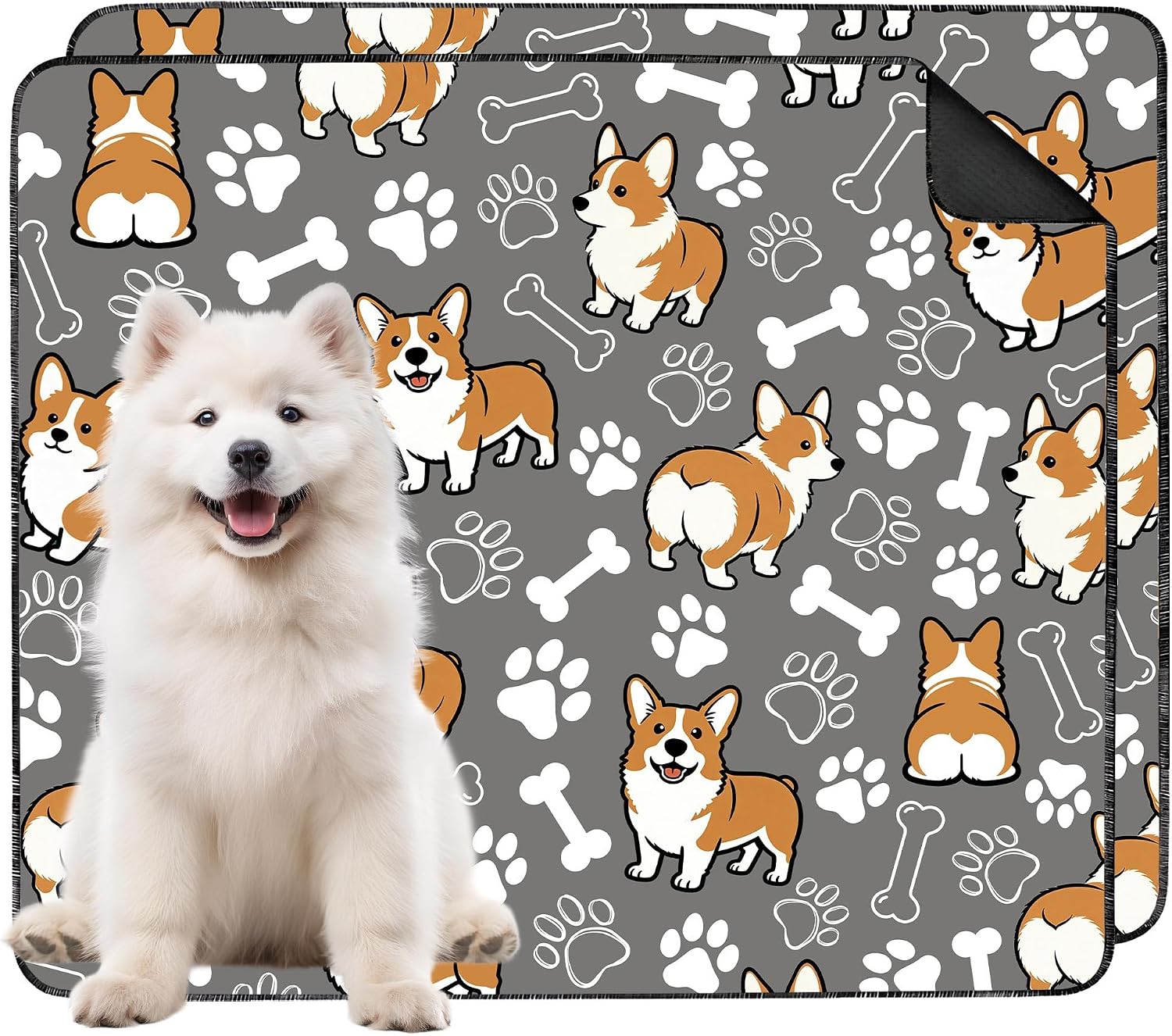 Washable Pee Pads for Incontinence & Potty Training, Non-Slip Leak-Proof Reusable Puppy Training Pads, Absorbent Puppy Pads for Senior Dogs Cats Puppy, Floor Protection (Grey, 36" x 41" (Pack of 2))