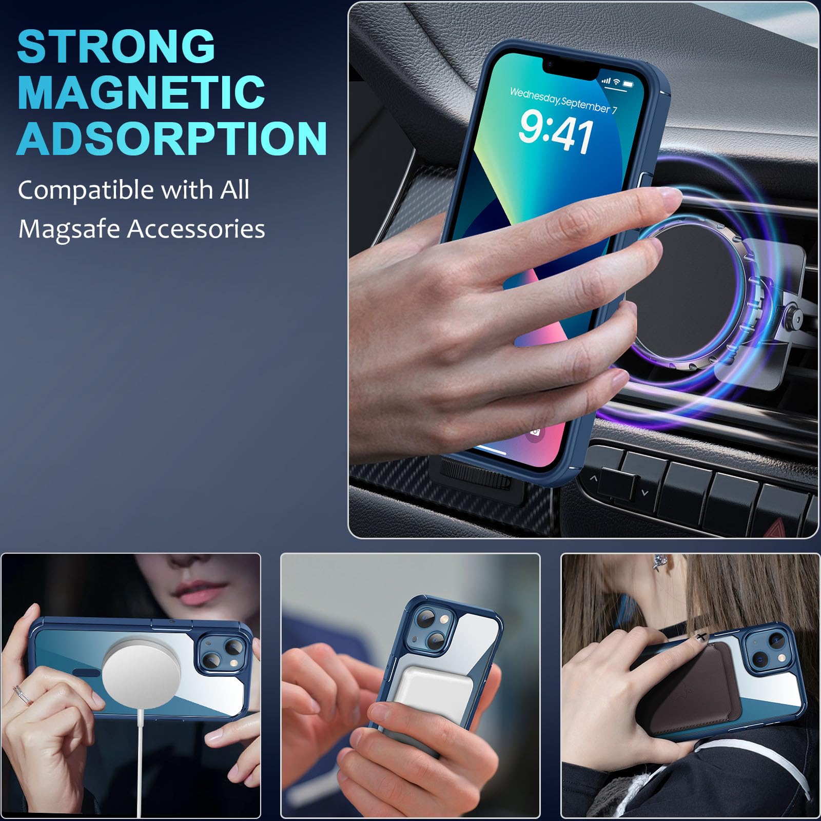 Custodia Magnetica Trasparente Custodia Protettiva 5 In 1 Per IPhone 17, 16, 15, 14, 13, 12, 11 | Pellicola + Cover Magnetica | 360° Protezione Copri Fotocamera Iphone 16