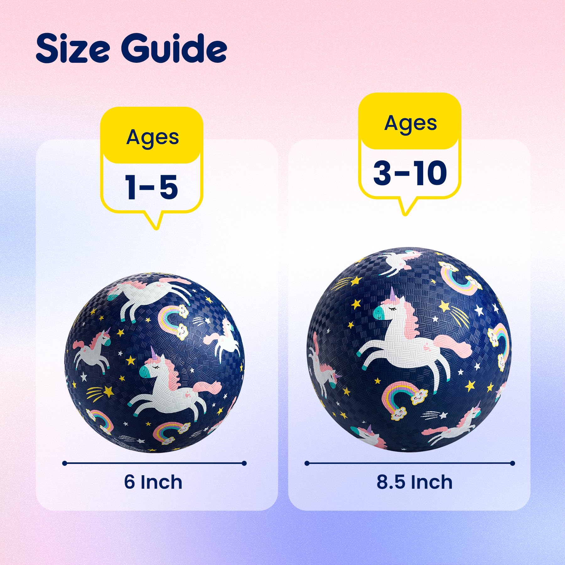 U&C Planet 2 Packs Playground Balls for Toddler and Kids, 8.5 inches Cartoon Rubber Balls with Pump, Kickball Outdoor Indoor Game, Great Gift for Boys Girls Aged 1 and Above, Pink Blue