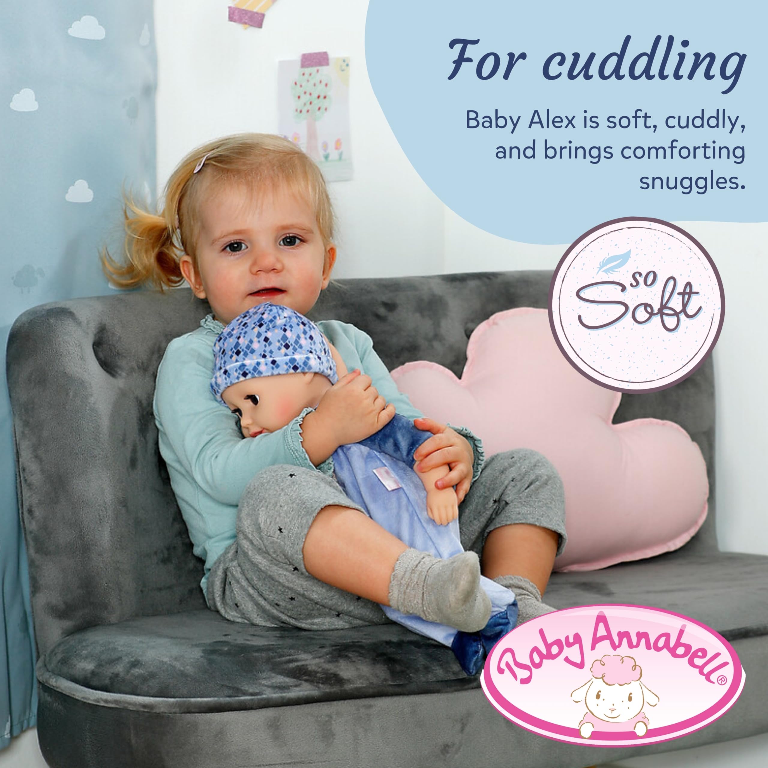 Baby Annabell Alex soft 36cm baby doll with Sleeping Eyes - Incl. bottle, hat & romper - First doll suitable for Children Aged 1+ - Image 2