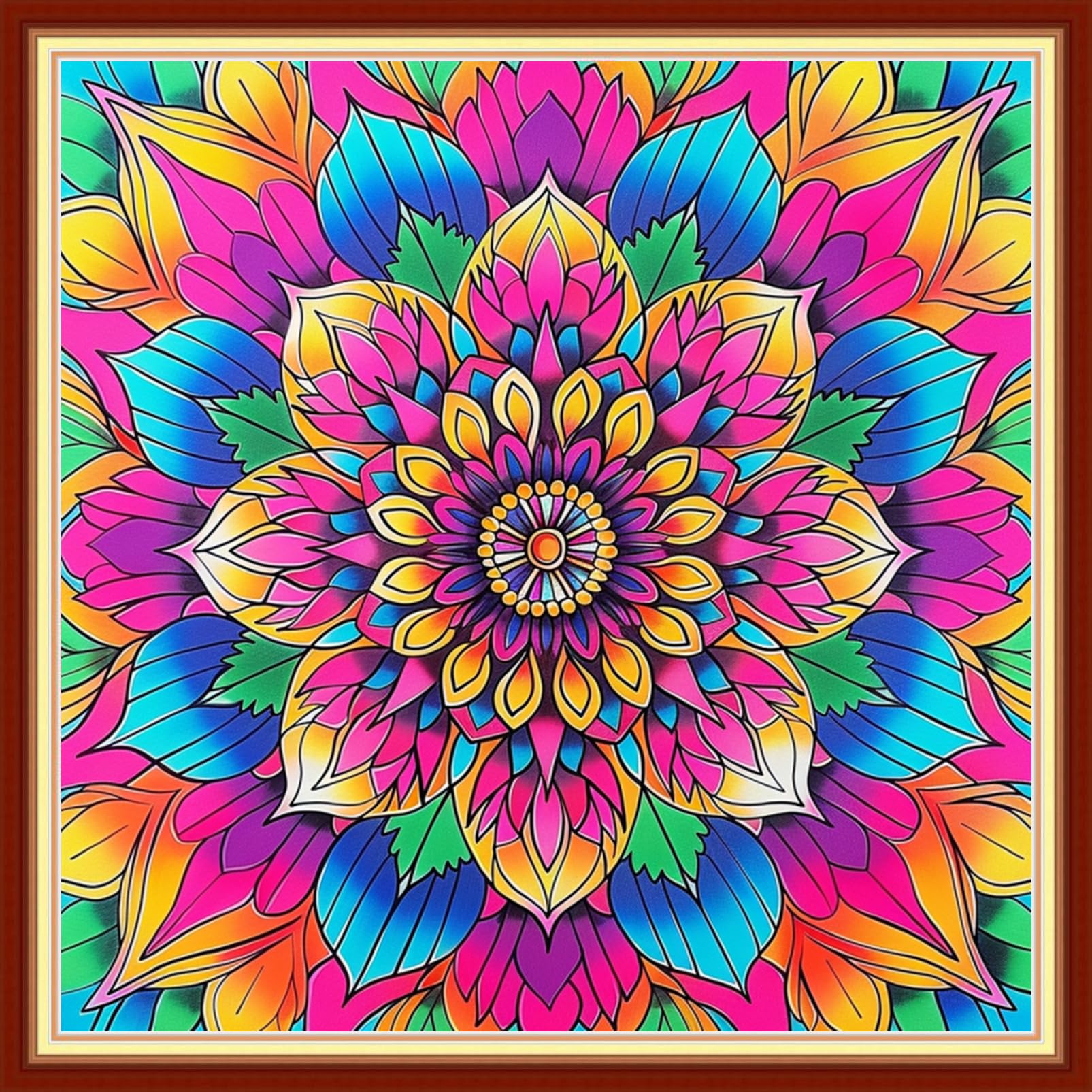 Findvoor Stamped Cross Stitch Kits for Beginners Full Range of Cross Stitching Embroidery Pattern for Adults, 11CT DIY Needlepoint Embroidery Starter Kits-Magic Mandala 18x18 inch