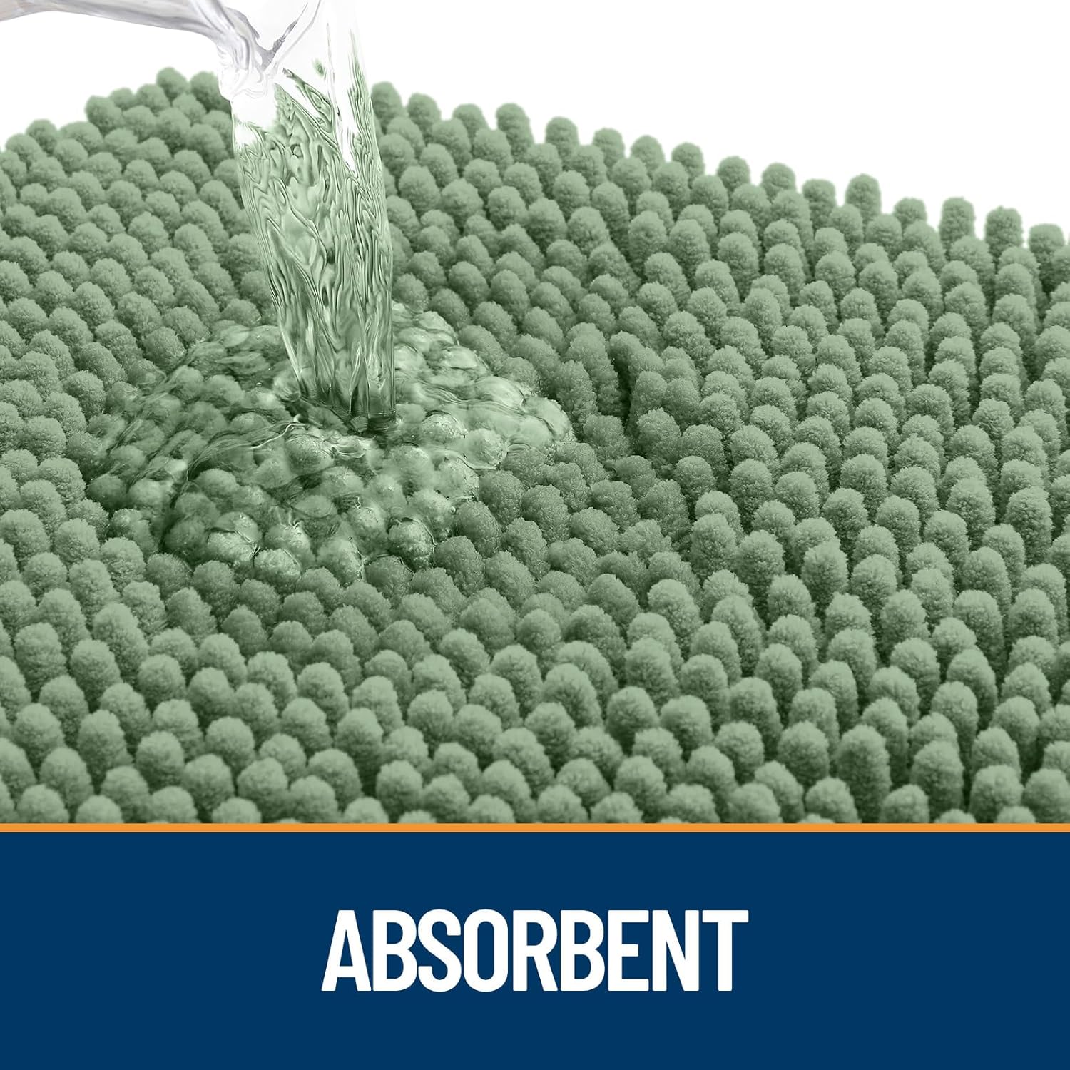 OLANLY Dog Door Mat for Muddy Paws 70x32, Absorbs Moisture and Dirt, Absorbent Non-Slip Washable Doormat, Quick Dry Chenille Mud Mat, Entry Indoor Entryway Carpet for Inside Floor, Olive Green - Image 3