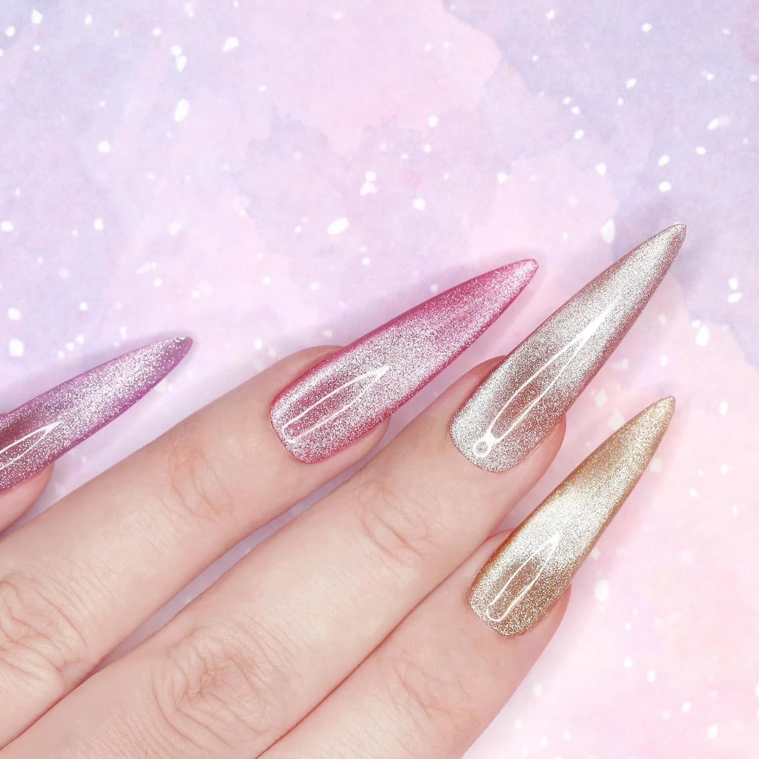 Daily Charme Original Velvet Cat Eye Magnetic Gel Nail Polish / (6 colors) w/ 4pcs Magnet Set, Soak Off UV Led Gel Nail Polish Se, Home DIY/Nail Salon Manicure (15 ml/Bottle)