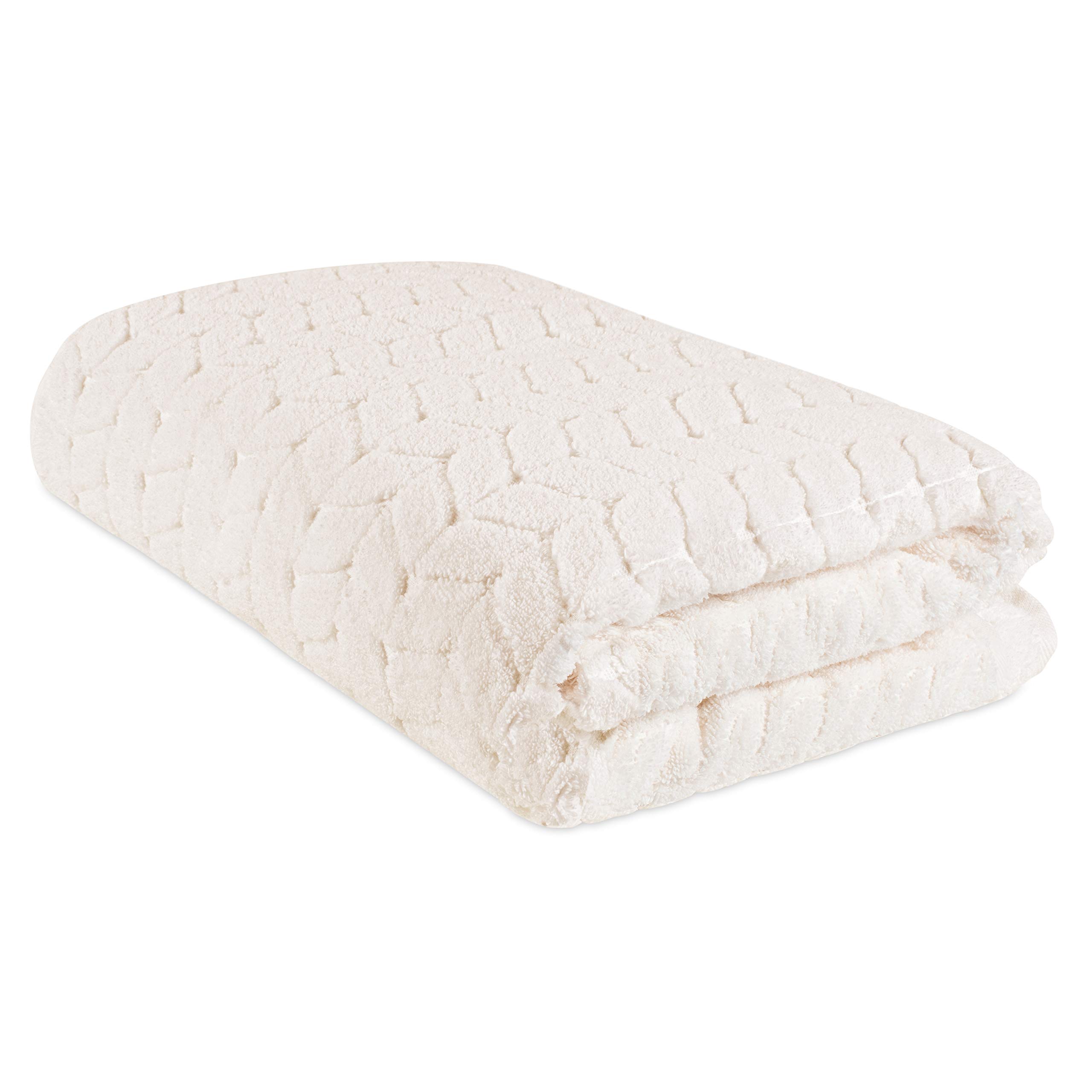 BAGNO MILANO Turkish Cotton Bath Towels, Bath Sheet Towels Soft Plush Jacquard Luxury Towels (Cream, Bath Sheet 35x70)