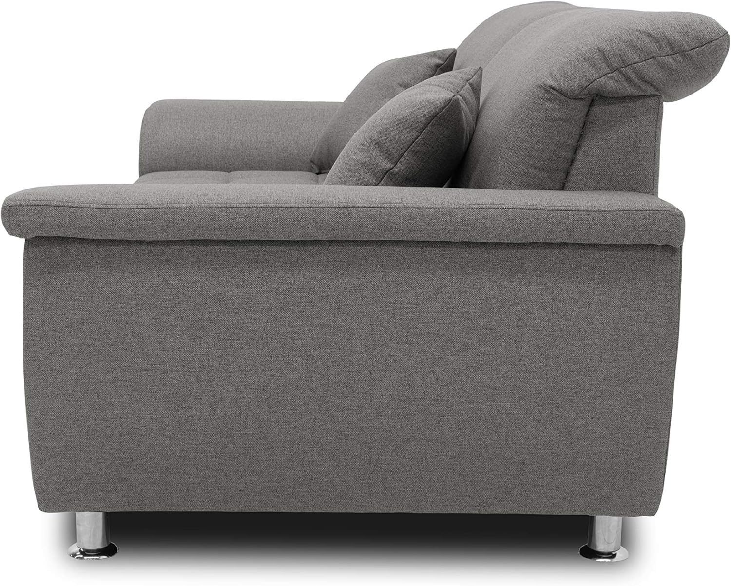 DOMO. collection Sofa Franzi, 2, 5-Sitzer Couch, 2, 5er Garnitur mit Nackenfunktion, Polstergarnitur 210 x 105 x 81 cm (BxTxH), grau