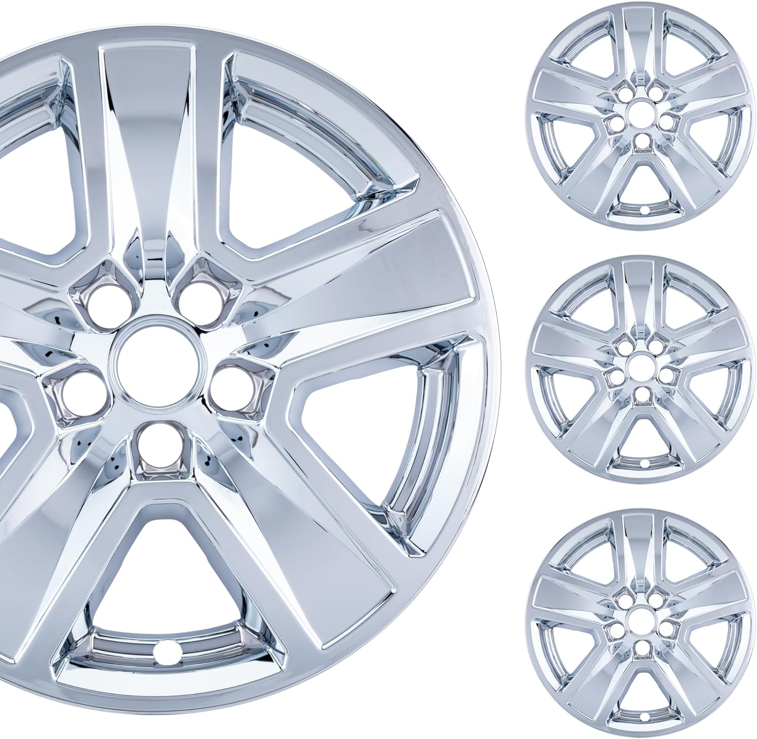 PACRIM 17" Chrome Wheel Skin Set Made for Jeep Compass (2022-2023) | Durable ABS Plastic Cover Hubcap | Fits Directly Over OEM Wheel