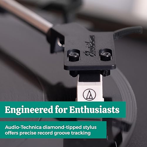 Miniatura 2 de Electrohome Montrose - Tocadiscos de vinilo de 2 velocidades, con lápiz óptico Audio-Technica, motor de control de velocidad, preamplificador