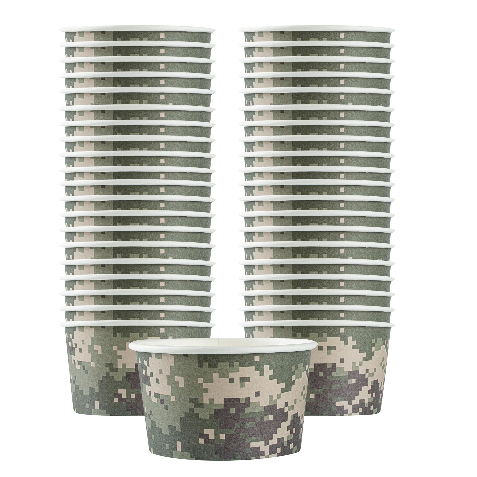 Restaurantware Coppetta 12 Ounce Dessert Cups, 50 Disposable Ice Cream Cups - Lids Sold Separately, Sturdy, Camouflage Paper FroYo Bowls, For Hot And Cold Foods, Perfect For Gelato Or Mousse
