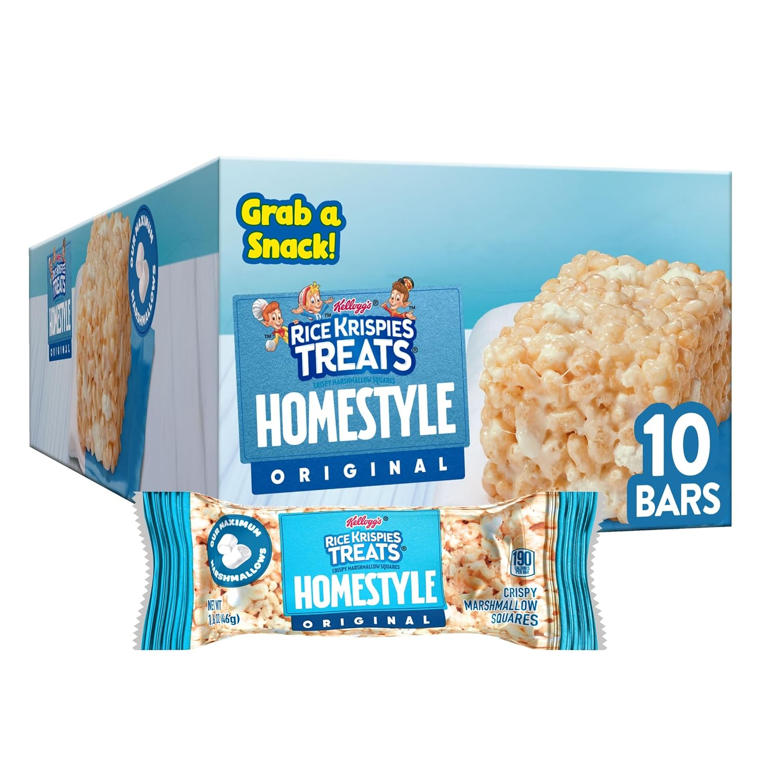 Amazon.com: Rice Krispies Treats Homestyle Crispy Marshmallow Squares ...
