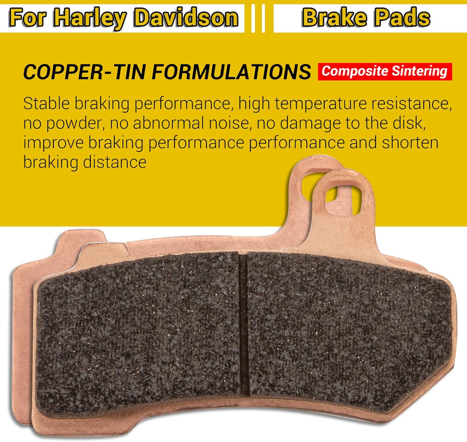 Sintered Copper Brake Pads for Harley Davidson FLHTCU Ultra Classic Electra Glide 2008-2020, FLHR Road King, FLHX Street Glide 2008-2022