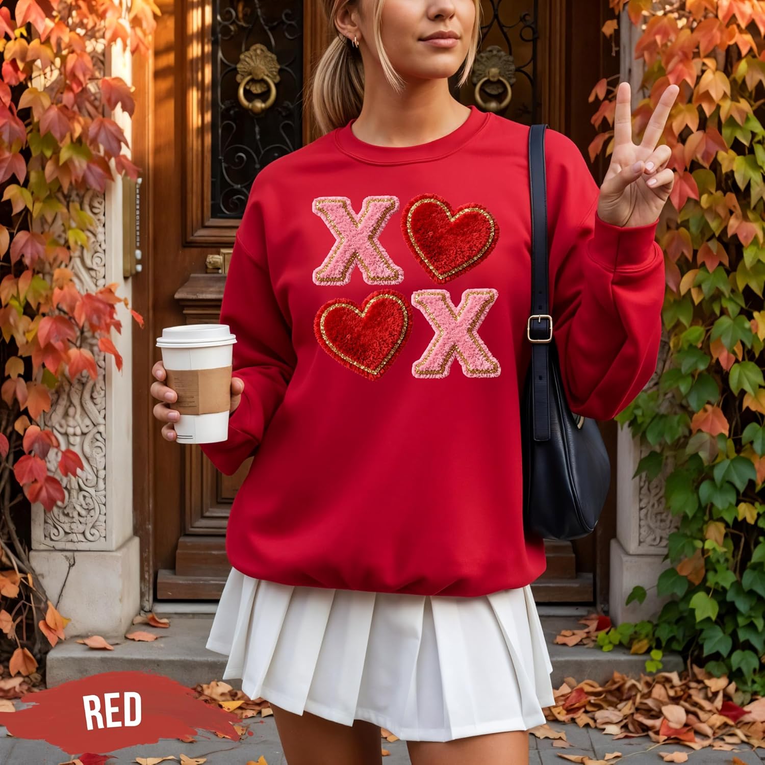 Heart Patch Sweatshirt – Cozy Valentine-Inspired Crewneck - Image 2
