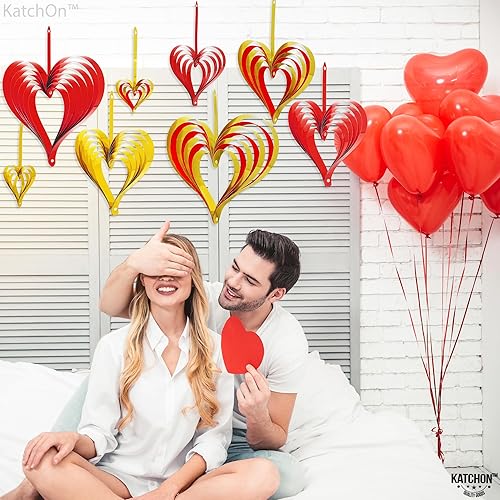 Miniatura 8 de KatchOn, Decoraciones colgantes de San Valentín, 10 pulgadas, paquete de 12 remolinos colgantes para el día de San Valentín, decoraciones de