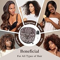 Vista 6 de Heat Cap Leopard - Gorro térmico de vapor – Calefacción de 10 niveles para acondicionar profundamente el cabello natural y negro en casa