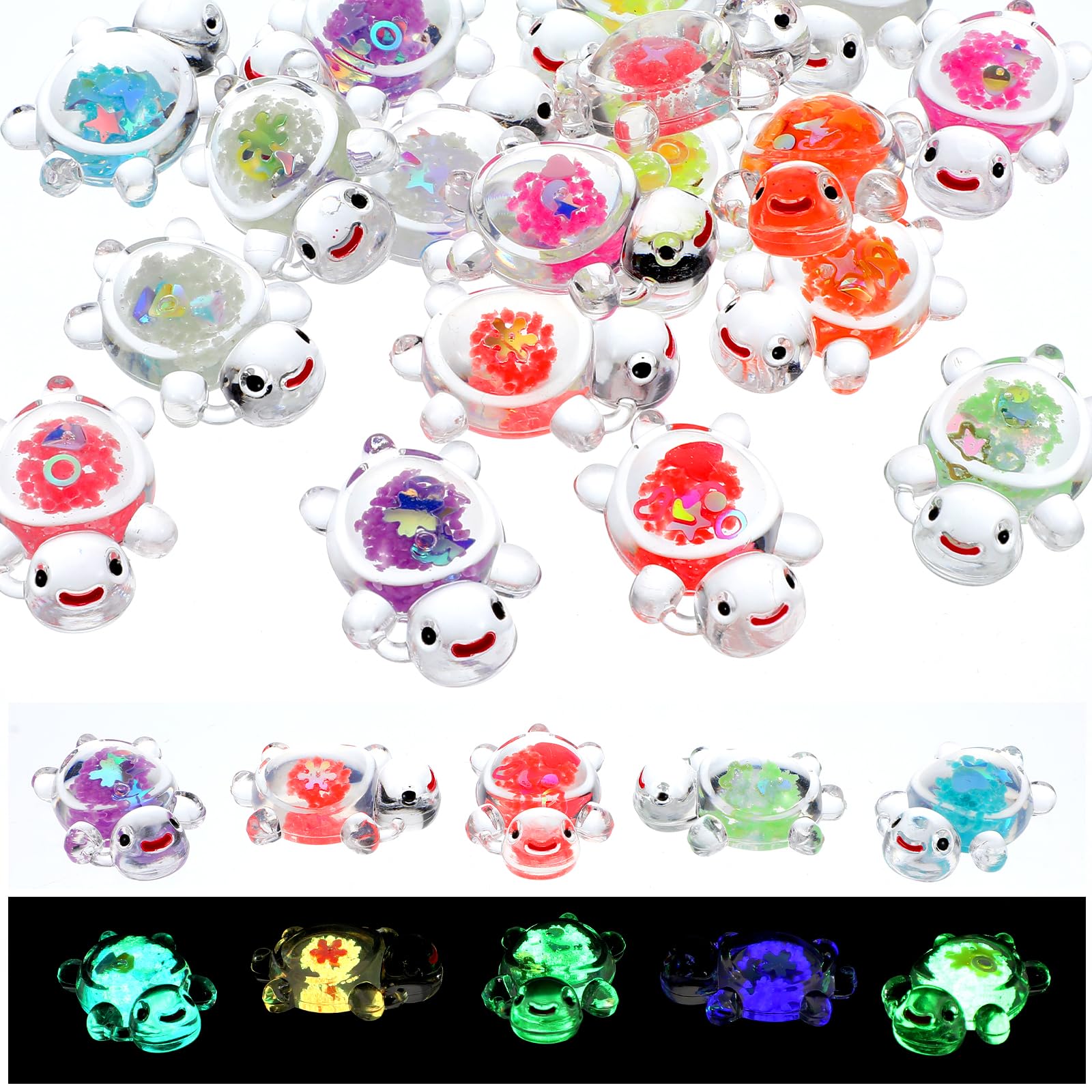 20 Stück Leuchtende Schildkröten - 3cm Harz Figuren Für Deko